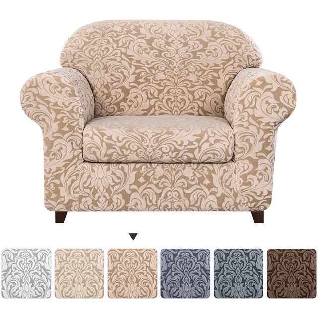 Subtrex Housse Extensible 2 Pcs Lavable pour Fauteuil/coussin d'Amour/sofa/TG-Sofa, Motif Damassé Jacquard