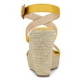 thumbnail image 2 of BLISSFUL STEP Chaussures pour Femmes Sandales Espadrilles à Talon Compensé Slingback à Brides Croisées Jaune 7, 2 of 6