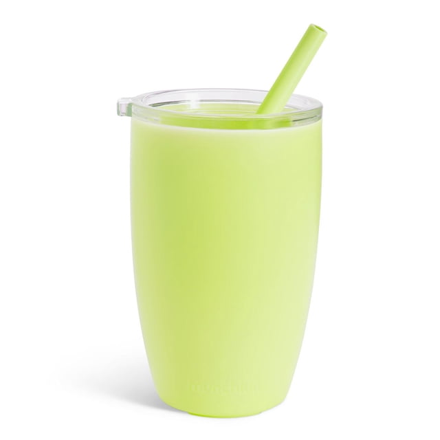 Simple CleanTM Paille Tumbler Vert Pâle avec Couvercle Transparent à Vis et Paille Réutilisable Assortie, Bouteille d'Eau pour Tout-Petits avec Fini Mat Lisse, Va au Lave-Vaisselle et compatible avec les Tasses Munchkin Miracle®.