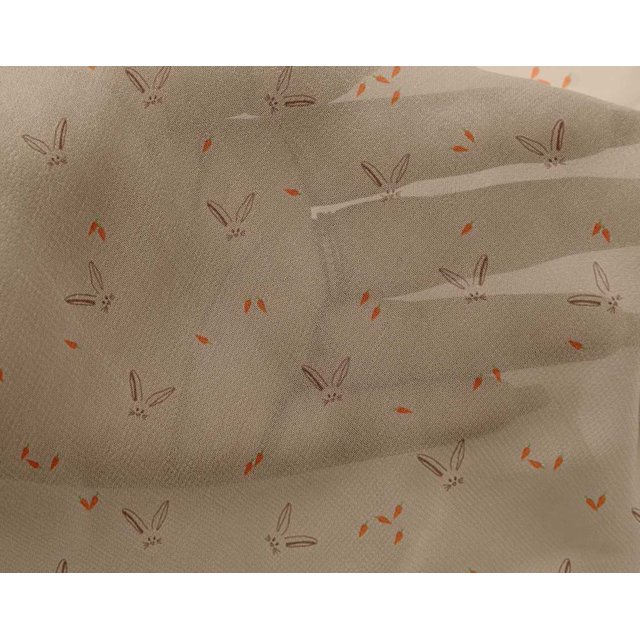 oneOone Georgette Viscose Fabric Carrot & Rabbit Face Animal Fabric Prints by Yard 42 Inch Wide