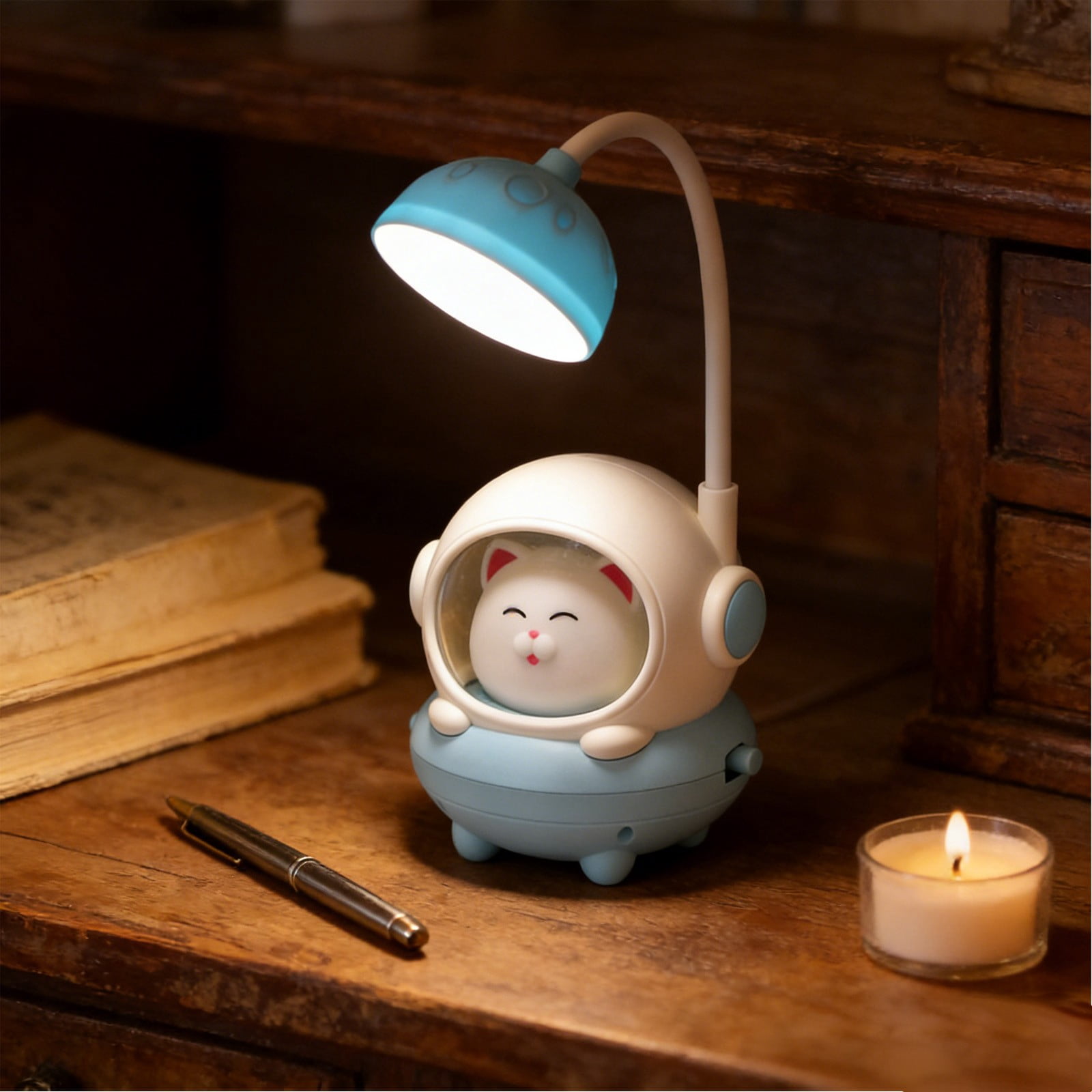 JZCHUNTOY Cartoon Cat Desk Lamp with Pen Holder 1Pc, 3 Level Brightness ...