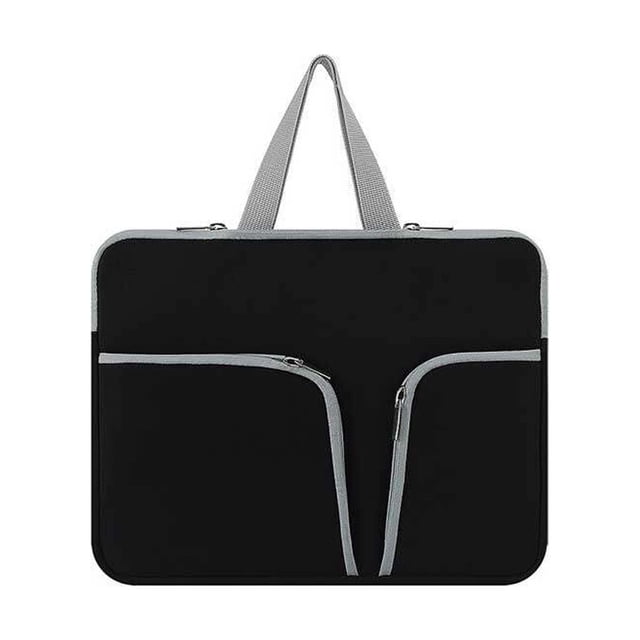 Housse d'Ordinateur Portable Imperméable, Étui d'Ordinateur Portable, Sac Pochette de Transport, Pochette Protectrice Réutilisable, Compartiments, Rangement d'Affaires, Noir, 17 Pouces