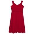 thumbnail image 4 of TSSOE Robe de Fête Élégante Sans Manches en Mousseline pour Filles, Col en V, Corsage Froncé, Robe pour Demoiselles d'Honneur, Bourgogne 10, 4 of 5