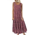 thumbnail image 2 of EQWLJWE Liquidation d'Économies d'Été! Robe Décontractée pour Femmes Grande Taille à Imprimé, Col Rond, Sans Manches, Taille Ample, Ourlet Rabattable, Robes pour Femmes 2023, 2 of 6