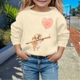 thumbnail image 2 of PMVFHDE Chandails à Col Rond Fille Automne et Hiver Saint-Valentin à la Mode et Intéressant Imprimé Chiot Chandail à Capuchon pour Enfants Beige, 5-6 Ans, 2 of 4