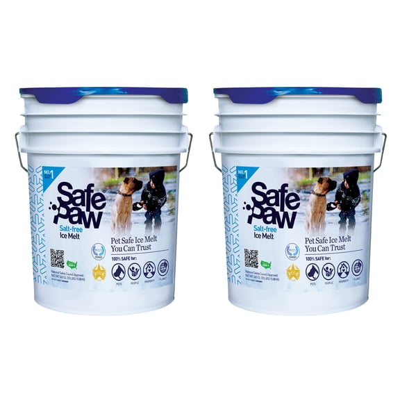 Safe Paw Pet Safe Ice Melt, 100% Salt and Chloride free with Traction Agent, Non-Toxic, Fast Acting, Lasts 3X Longer – 35 Lbs, 2 Pack