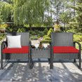 thumbnail image 3 of Costway 3PC Patio Rattan Furniture Set Table Conversation Sofa Cushioned Red, 3 of 10