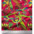 thumbnail image 1 of Soimoi Rayon Fabric Branches,Parrot & Leopard Jungle Fabric Prints by Yard 42 Inch Wide, 1 of 3