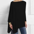 thumbnail image 2 of CEHVOM Women Casual Plus Size Round Neck Solid Long Sleeve Irregular Sweatshirt Loose Print Pullover Tops Blouse, 2 of 7