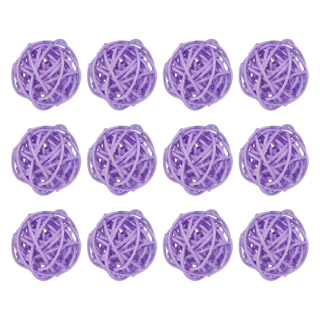 Unique Bargains 12 Pcs Wicker Rattan Balls Decorative Balls 1.2Inch for Vase Fillers ,Wedding ,Party ,Light Purple