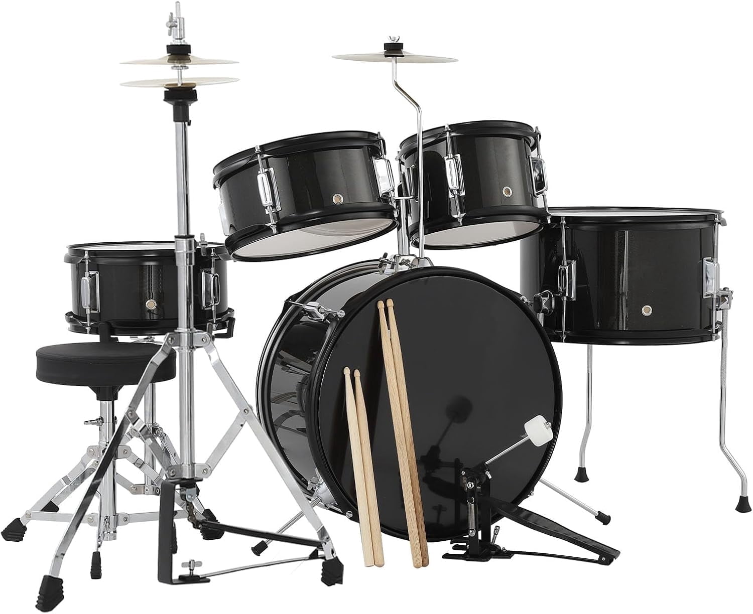 YUSAZENS 5-Piece Drum Set with Bass, Tom, Snare, Hi-Hat, Cymbal