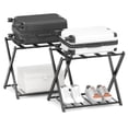 thumbnail image 1 of Costway Ensemble de 2 Porte-Bagages Pliants avec Tablette Valise de Voyage Rangement pour Chaussures, 1 of 1