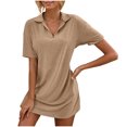 thumbnail image 4 of Ovzne Robes Grande Taille pour Femmes aux Courbes Robe Femme Robe Décontractée Unie à Revers Ample Robe de Vacances à Manches Courtes Liquidation, 4 of 7