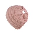 thumbnail image 1 of Gravity Threads Tuque en Tricot Épais à Queue de Cheval pour Enfants, Rose Indie, 1 of 2