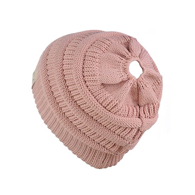 Gravity Threads Tuque en Tricot Épais à Queue de Cheval pour Enfants, Rose Indie