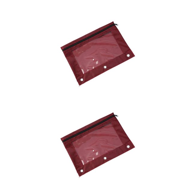 Dalazy Practical Office Supplies Stylish Zippered Document Pouch Storing Files Wine Red 2Set