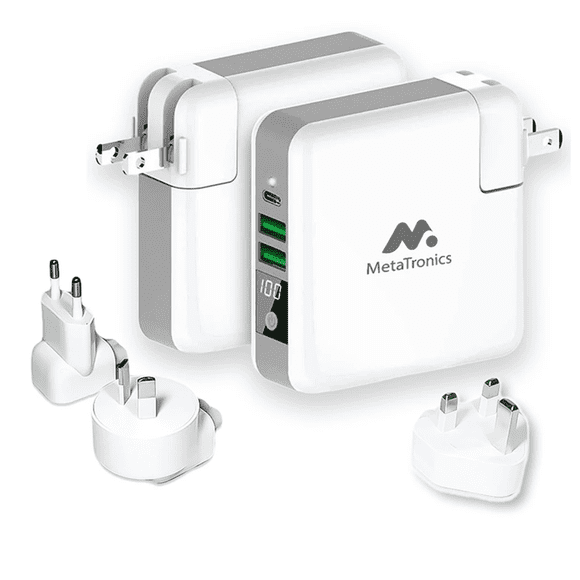 Banque d'Alimentation Portable et Chargeur de Voyage avec Batterie 6 700 mAh, Recharge Sans Fil et Prises de Recharge Globales