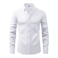 thumbnail image 1 of UAMVSH Men Business Casual Solid Color Shirts Fashion Long Sleeve Button down Lapel Comfortable Tops Work Office Dressy T-Shirts(Small,White 1), 1 of 6