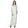 thumbnail image 1 of Bimba Chemise Longue pour Femmes Robe Maxi en Rayonne Blanche Robe Boutonnée Style Chic, 1 of 7