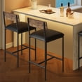 thumbnail image 4 of Kojooin Bar Stools Set of 2, Kitchen Bar Stools with Footrest, 25.5 Inches Upholstered Bar Chairs with Back, Counter Height Barstools for Counter Bar, Island, Easy Assembly, Rustic Brown, 4 of 7