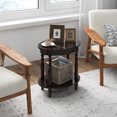 thumbnail image 2 of Gymax 2-Tier End Table Oval Compact Sofa Side Nightstand w/ Storage Shelf Espresso, 2 of 9