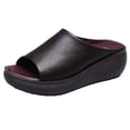 thumbnail image 1 of Penkiiy Sandales à Plateforme pour Femmes à Bout Ouvert, Mules à Talon Compensé, 35, Brun, 1 of 9