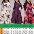 thumbnail image 3 of Robe d'Été Vintage pour Femme, Ligne A, Élégante, Imprimé Floral, Taille Haute, Manches Longues, Robe Soleil, Col Rond, Soirée, Grande Taille, 3 of 3