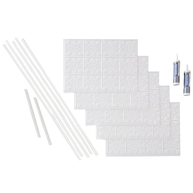 Fasade Decorative Vinyl Backsplash Kit, Argent Silver Finish