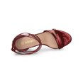 thumbnail image 4 of BLISSFUL STEP Lace Up Open Toe Stiletto Heeled Sandals for Women Maroon 7, 4 of 7