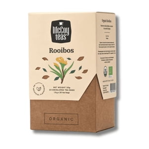 McCoy Teas Organic Rooibos Thé à base de plantes, naturellement sans caféine, lisse & Plein-Bédé, 20 Sacs à thé
