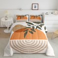 thumbnail image 1 of Erosebridal Geometric Striped Bedding King Comforter Set, Contemporary Abstract Down Comforter, Retro Sun Leaves Decor, 3pcs, 1 of 8