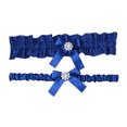 thumbnail image 1 of Lace Garter Set Wedding Garter Belt Flower Floral Design Garter For Bride Heardband Blue One Size, 1 of 3