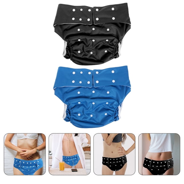 WASHWEPE Ensemble de 2 Couches pour Hommes Adultes Culottes d'Incontinence Doublure en Molleton Usage Quotidien.