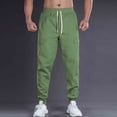thumbnail image 5 of Lovzfmll Men's Solid Color Casual Utility Pants, Relaxed Fit, Drawstring Elastic Waist, Pockets for Everyday Green, 3XL, 5 of 5