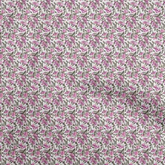 oneOone Polyester Spandex Pink Fabric Floral Sewing Material Print Fabric By The Yard 56 Inch Wide