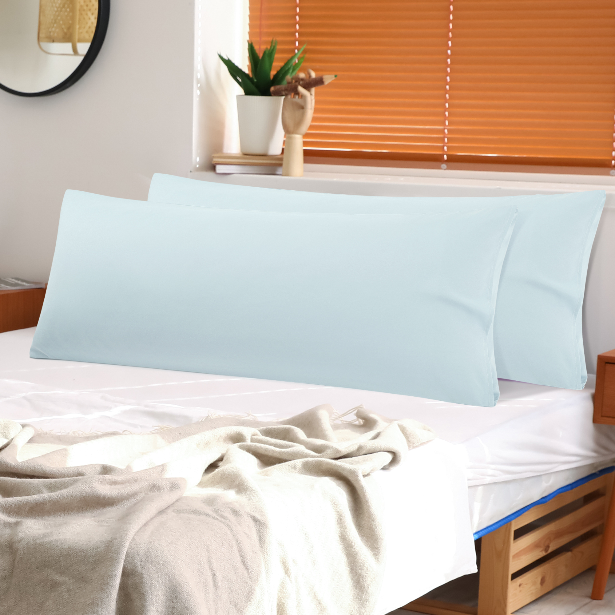 PiccoCasa 2 Pcs Body Pillowcases Microfiber Envelope Long Pillowcover, Jumbo Light Gray