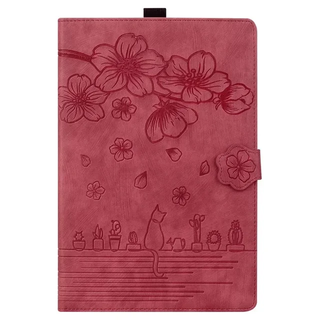 Pour Samsung Galaxy Tab S7 FE 12.4 Pouces Étui pour Tablette Mignon Chat Fleur Funda pour Galaxy Tab S9 FE S7 S8+ A9 Plus 11 12.4 Étui Rouge P9 FE Plus 12.4 Pouces