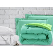 Mocassi 7-Piece Bed-in-a-Bag Comforter & Sheet Set 7-Piece RV SHORT Size Bed-in-a-Bag, Super Cozy Bed Sheets and Comforter Set, Wrinkle and Stain Resistant, Aqua/Lime