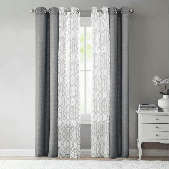 Ensemble de rideaux et voilages Mainstays, 4 panneaux, Argent Doux, 27,5 po L x 84 po H