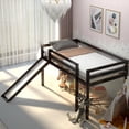thumbnail image 2 of Gymax Lit Mezzanine Format Simple avec Glissade en Bois, Bas, Robuste, Chambre d'Enfant, Espresso, 2 of 10