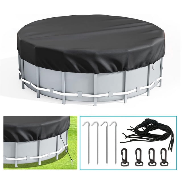 GLFILL 210D Oxford cloth Round Solar Pool Cover 6 Size Black: Heat Absorption 15FT