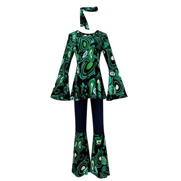 2025 Color Printed Top Pants Witch Clothes for WomenPatchwork Suit with Womens Medieval Dress Disco Dress