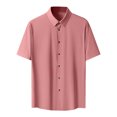 thumbnail image 1 of Birdeem Shirts for Men Mens Short Sleeved Solid Color Button Ice Silk Formal Dress Short Sleeved, 1 of 9