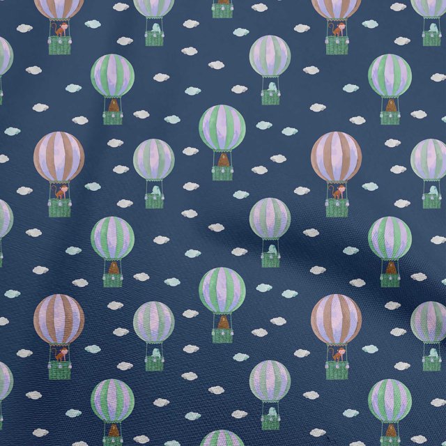 oneOone Cotton Poplin Blue Fabric Circus Craft Projects Decor Fabric Printed By The Yard 56 Inch Wide