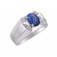 thumbnail image 3 of RYLOS Men's Rings Sterling Silver Rings Classic Designer  9X7MM Gemstone & Diamond Ring Blue Star Sapphire September Birthstone Ring Size 13, 3 of 7