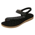 thumbnail image 1 of Kcodviy Women Shoes Flat Sandals Lace Up Sandals for Women Summer Boho Rhinestone Dress Huarache Sandals Women Shoes Comfort Open Toe Elastic Ankle Strap Strapless Sandals Roman Sandals, 1 of 9