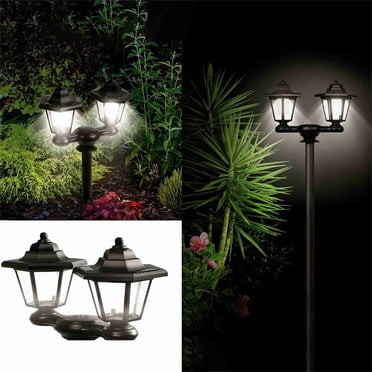 RXIRUCGD Lampadaires Extérieurs Étanches Lampe de Sol Décorative Vintage pour Patio Jardin Cour Arrière Porte Avant/arrière Deux Phares de Poteau Lampadaires Solaires