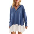 thumbnail image 1 of DPTALR Women's Fashionable Long Sleeved Button Up Collared Sweatshirt Dress, 1 of 5