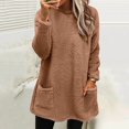 thumbnail image 2 of SNKSDGM Chandails d'Halloween pour Femmes Grande Taille Chandail à Col Rond pour Femmes Chandail Uni d'Automne et d'Hiver Chaud à Col Rond à Manches Longues avec Poche Robe Sanitaire Décontractée TTG, 2 of 6