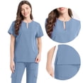 thumbnail image 3 of HongQid Women's Scrub Set Round-Neck Tops & Cargo Jogger Pants - MotionTech, 4-Way Stretch, Wrinkle-Resist, Anti-Shrink, 3 of 4